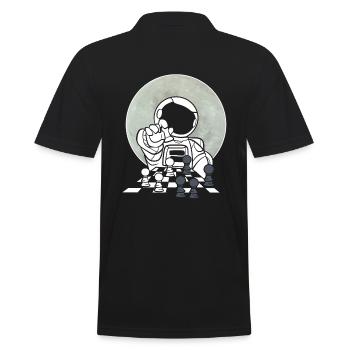 Astronaut spielt Schach Schachspieler - Männer Poloshirt - Schwarz - Hinten - Kai (181cm)