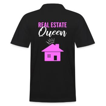Real Estate Queen Immobilienmakler - Männer Poloshirt - Schwarz - Hinten - Kai (181cm)