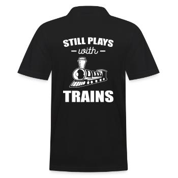 Still Plays With Trains Zugführer - Männer Poloshirt - Schwarz - Hinten - Kai (181cm)