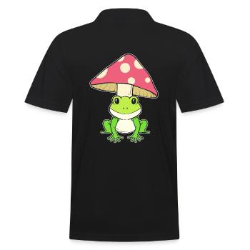 Frosch mit Pilzen Mykologe - Männer Poloshirt - Schwarz - Hinten - Kai (181cm)
