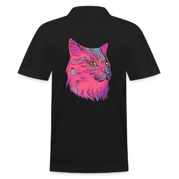 Farbenfrohe Katze Katzenfotograf - Männer Poloshirt - Schwarz - Hinten - Kai (181cm)