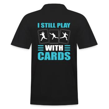 I Still Play With Cards Pitcher - Männer Poloshirt - Schwarz - Hinten - Kai (181cm)