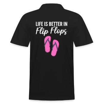 Life Is Better In Flip Flops Flip Flops Verkäufer - Männer Poloshirt - Schwarz - Hinten - Kai (181cm)