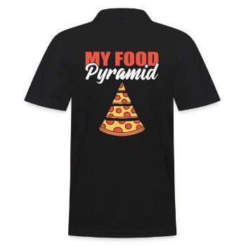 My Food Pyramid Pizza -Liebhaber - Männer Poloshirt - Schwarz - Hinten - Kai (181cm)
