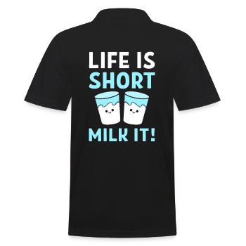 Milch Wortspiele Farmmanager - Männer Poloshirt - Schwarz - Hinten - Kai (181cm)