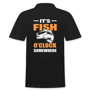 It's Fish Oclock Somewhere Angler - Männer Poloshirt - Schwarz - Hinten - Kai (181cm)