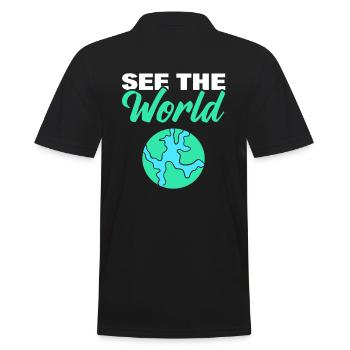 See The World Weltreisender - Männer Poloshirt - Schwarz - Hinten - Kai (181cm)