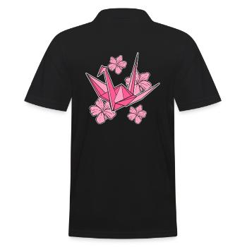 Sakura Origami Handwerker - Männer Poloshirt - Schwarz - Hinten - Kai (181cm)