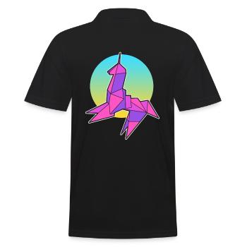 Unicorn Origami Origamist - Männer Poloshirt - Schwarz - Hinten - Kai (181cm)