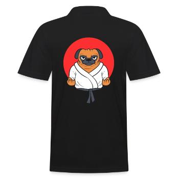 Mops Karate Karate -Studenten - Männer Poloshirt - Schwarz - Hinten - Kai (181cm)
