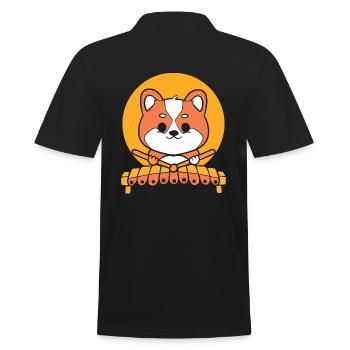 Corgi spielt Marimba Instrumentalist - Männer Poloshirt - Schwarz - Hinten - Kai (181cm)