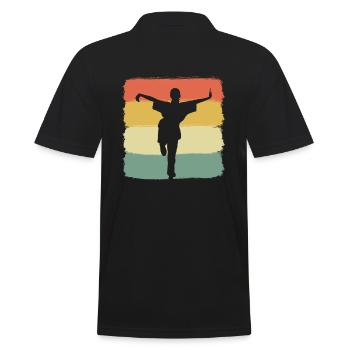 Kung-Fu-Kampf Kampfsportler - Männer Poloshirt - Schwarz - Hinten - Kai (181cm)