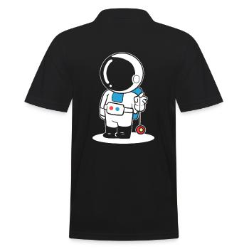 Astronaut spielt Yoyo Astronaut - Männer Poloshirt - Schwarz - Hinten - Kai (181cm)