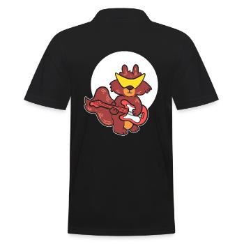 Funky Eichhörnchen Gitarrenspieler - Männer Poloshirt - Schwarz - Hinten - Kai (181cm)