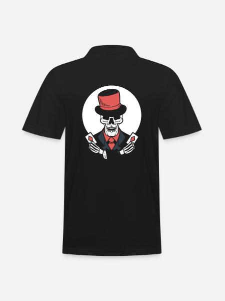 Skelett -Pokerkarten Zauberer - Männer Poloshirt - Schwarz