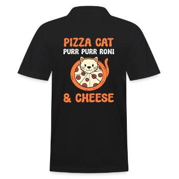 Lustiger Pizza -Liebhaber Pizza -Enthusiast - Männer Poloshirt - Schwarz - Hinten - Kai (181cm)
