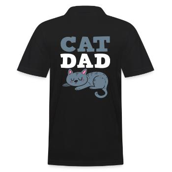 Cat Dad Katzenvater - Männer Poloshirt - Schwarz - Hinten - Kai (181cm)