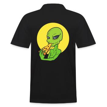 Alien Pizza Pizzabäcker - Männer Poloshirt - Schwarz - Hinten - Kai (181cm)