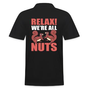 Relax! We're All Nuts Zoologe - Männer Poloshirt - Schwarz - Hinten - Kai (181cm)
