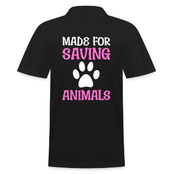 Save -Rettungstiere Tierärztin - Männer Poloshirt - Schwarz - Hinten - Kai (181cm)