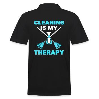 Cleaning Is My Therapy Putzkraft - Männer Poloshirt - Schwarz - Hinten - Kai (181cm)