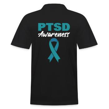 PTSD Awareness Psychischer Gesundheitsberater - Männer Poloshirt - Schwarz - Hinten - Kai (181cm)