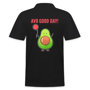 Avo Good Day Vegan - Männer Poloshirt - Schwarz - Hinten - Kai (181cm)