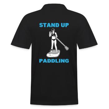 Stand Up Paddling Bootsfahrer - Männer Poloshirt - Schwarz - Hinten - Kai (181cm)