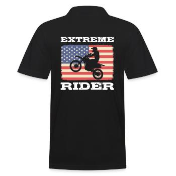 Amerikanischer Fahrer Motorradfahrer - Männer Poloshirt - Schwarz - Hinten - Kai (181cm)