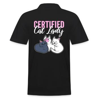 Certified Cat Lady Tieradoptionspezialist - Männer Poloshirt - Schwarz - Hinten - Kai (181cm)