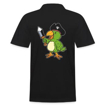 Papageipirat Ornithologe - Männer Poloshirt - Schwarz - Hinten - Kai (181cm)