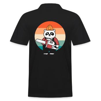 Panda -Kettensäge Baumarbeiter - Männer Poloshirt - Schwarz - Hinten - Kai (181cm)