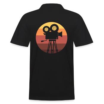 Retro -Filmkamera Regisseur - Männer Poloshirt - Schwarz - Hinten - Kai (181cm)
