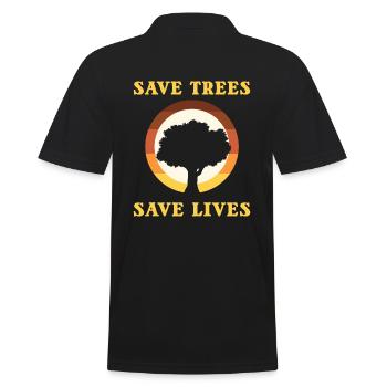Save Trees Save Lives Naturliebhaber - Männer Poloshirt - Schwarz - Hinten - Kai (181cm)