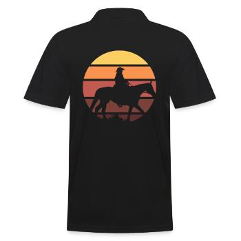 Western Cowboy Reiter - Männer Poloshirt - Schwarz - Hinten - Kai (181cm)