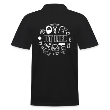OT Life Sprachtherapeut - Männer Poloshirt - Schwarz - Hinten - Kai (181cm)
