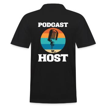 Podcast Host Podcast-Host - Männer Poloshirt - Schwarz - Hinten - Kai (181cm)