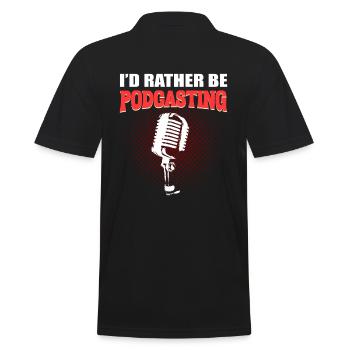Podcast -Mikrofon Podcast -Editor - Männer Poloshirt - Schwarz - Hinten - Kai (181cm)