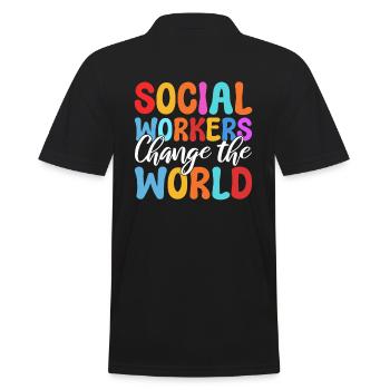 Social Workers Change The World Fallbearbeiter - Männer Poloshirt - Schwarz - Hinten - Kai (181cm)
