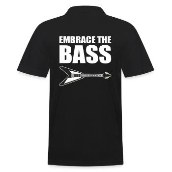 Lustiger Bassgitarrist Gitarrenlehrer - Männer Poloshirt - Schwarz - Hinten - Kai (181cm)