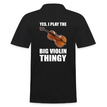 Lustig Cello -Spieler Cellist - Männer Poloshirt - Schwarz - Hinten - Kai (181cm)