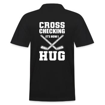 Cross Checking It's How I Hug Hockey-Spieler - Männer Poloshirt - Schwarz - Hinten - Kai (181cm)