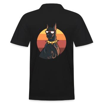 Cooler Dobermann Polizeibeamter - Männer Poloshirt - Schwarz - Hinten - Kai (181cm)