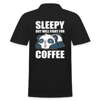 Panda Kaffeeliebhaber Kaffeetrinker - Männer Poloshirt - Schwarz - Hinten - Kai (181cm)