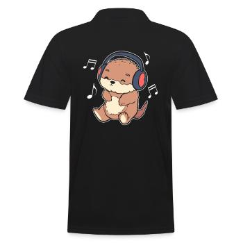 Musikliebhaber Otter Komponist - Männer Poloshirt - Schwarz - Hinten - Kai (181cm)