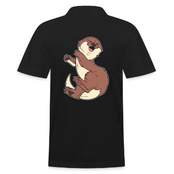 Lustiger Otter Zoowärter - Männer Poloshirt - Schwarz - Hinten - Kai (181cm)