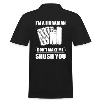 Lustiger Bibliothekar Archivar - Männer Poloshirt - Schwarz - Hinten - Kai (181cm)