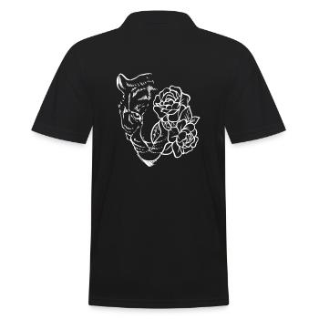Tiger mit Blumen Zoologe - Männer Poloshirt - Schwarz - Hinten - Kai (181cm)