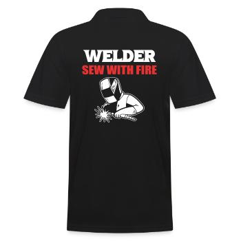Lustiger Schweißer Professioneller Schweißer - Männer Poloshirt - Schwarz - Hinten - Kai (181cm)