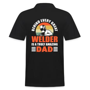 Behind Every Great Welder Is A Truly Amazing Dad - Männer Poloshirt - Schwarz - Hinten - Kai (181cm)